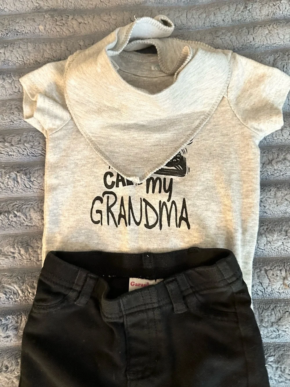 Baby Essentials Cream Graphic Bodysuit with Black Pants Set